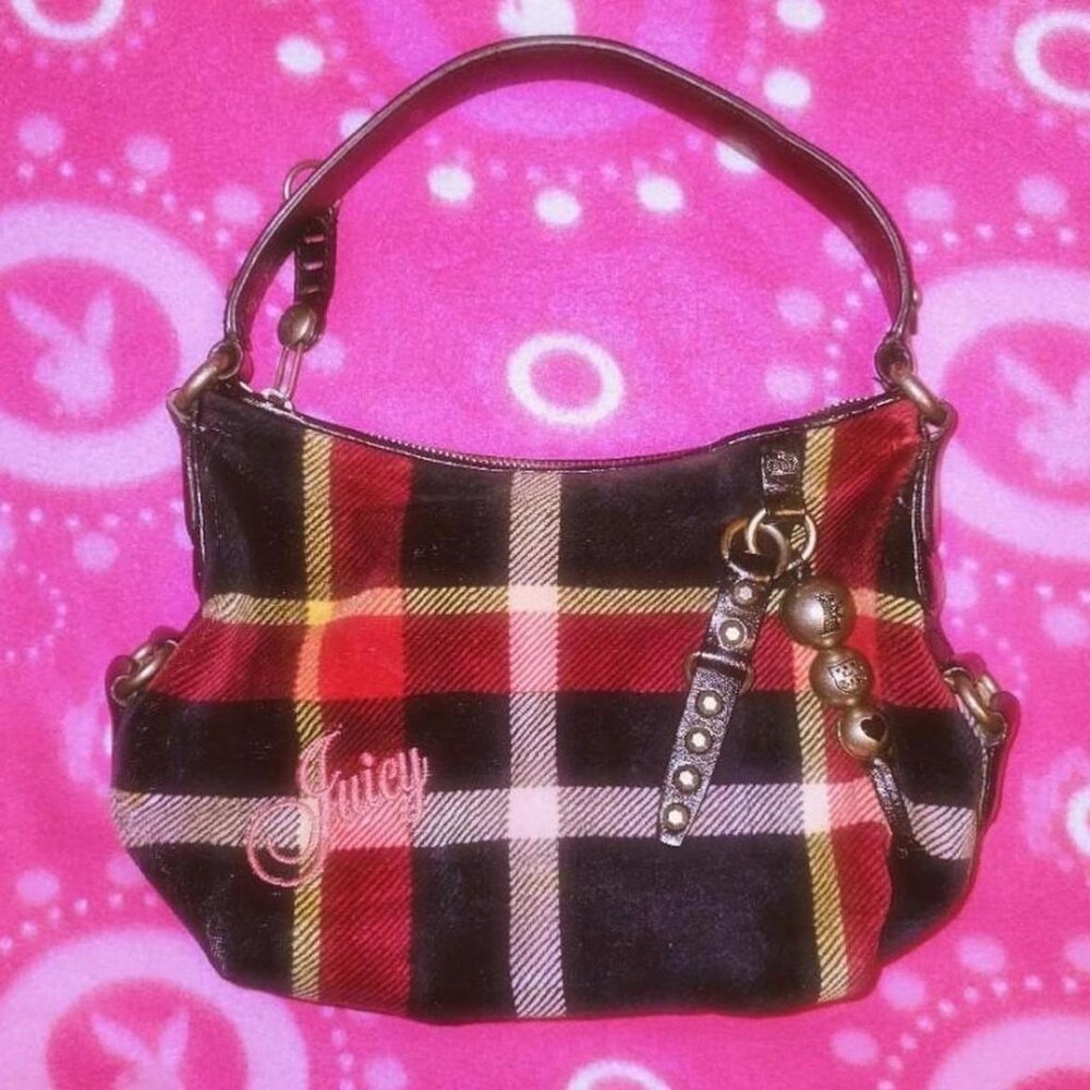 Sold Vintage Y2K Juicy Couture Studded Check / Tartan / Plaid Hobo Sholder Bag